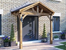 Wooden Porch Canopy 3m x 1.5m Door Shelter Kit Thunderdam 2 Post Dunster House