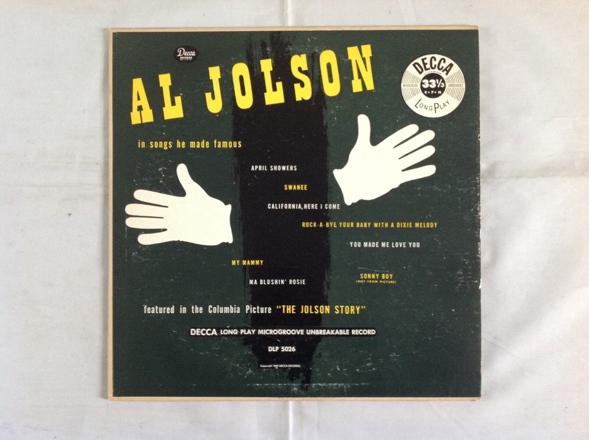 Vintage Al Jolson / In Songs He Made Famous 33-1/3 RPM Decca 10