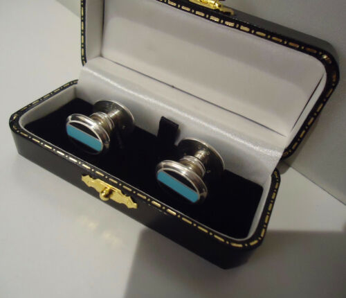 Dunhill Cufflinks - 925 Silver Limited Edition - 1995 - Silver/Blue/Black Enamel - Picture 1 of 7