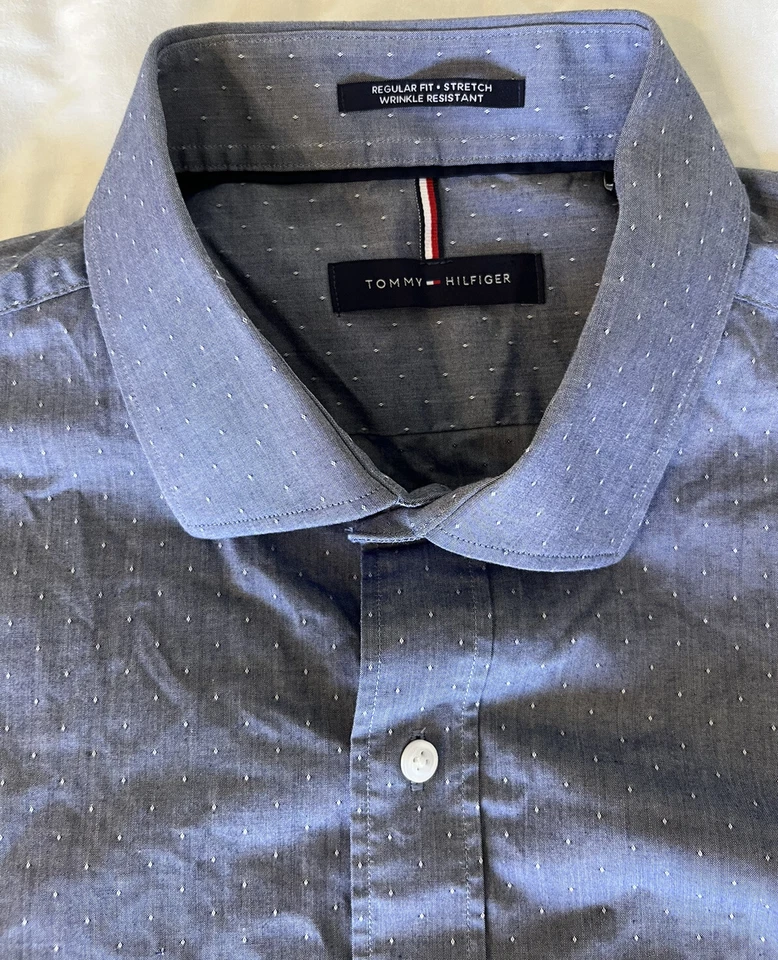 Camisa Tommy Hilfiger Azul Para Hombre Con Botones Manga Larga Talla XL Foto 3 de 4