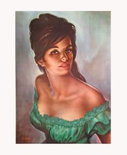 GREEN DRESS J H LYNCH TRETCHIKOFF KITSCH ERA VINTAGE QUALITY GICLEE CANVAS PRINT