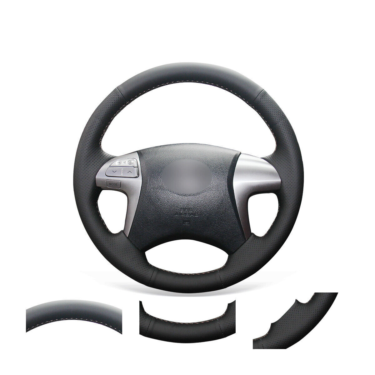 Hand-Sewn PU Leather Steering Wheel Cover for Toyota Fortuner and Hilux