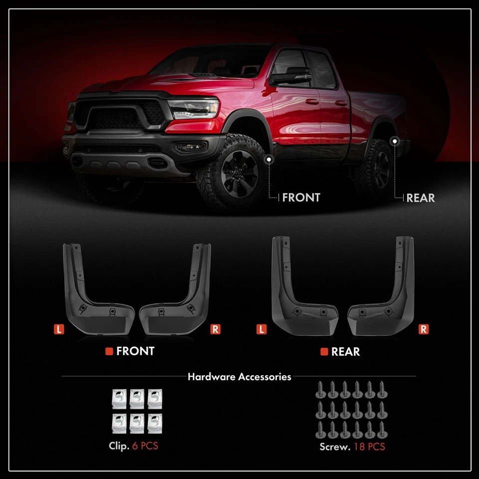 4Pcs Front & Rear Side Splash Guards Mud Flaps for Acura MDX 2022 2023 2024 2025 - Image 3 of 4