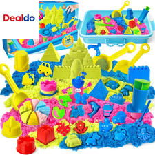Sensory Bin - 52 PCS Play Sand Kit with 3Lbs Magical Sand, Beach Toys Castle Mol