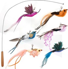 Interactive Cat Toys - Cat Retractable Wand Toy and Feather Toys