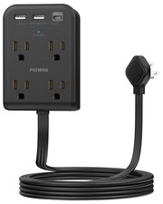 Flat Electrical Outlet Extender With Usb C Ports 4 Outlet 3 Usb Wall Plug 6 Ft U