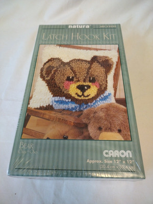 Caron Natura Riegel Haken Kissen Kit Teddy/Bär 12x12'' NEU & VERSIEGELT VINTAGE 
