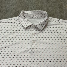 Vineyard Vines Performance Polo Shirt Men M White Blue Red Graphic Stretch