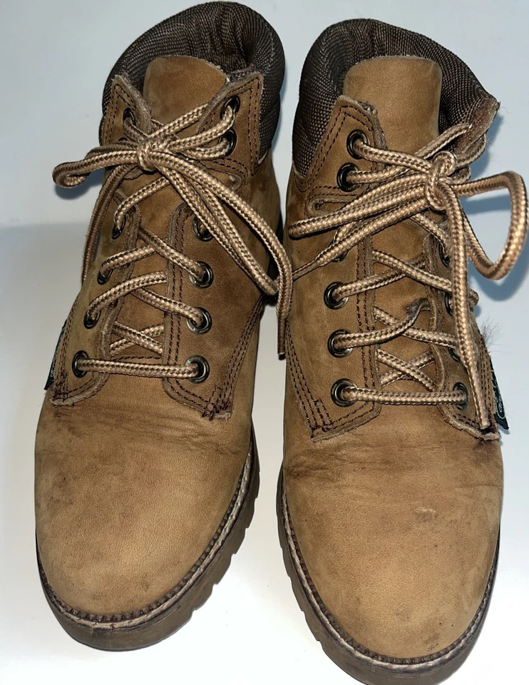 Botas de trabajo vintage Candies de cuero tostado zapatos para mujer talla 6 suela gruesa Foto 2 de 4