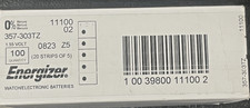 NIB 20 STRIPS OF 5 100  ENERGIZER WATCH/ELECTRONIC BATTERY 357/303 1.55 VOLT