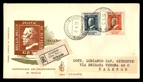 Mayfairstamps Italy FDC 1959 Stamp Centenary Reg Palermo First Day Cover aaw_944