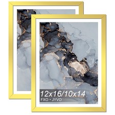 Fxojyvo Gold 11x14 Photo Frame Set of 2 for 10x14 with Mat or 12x16