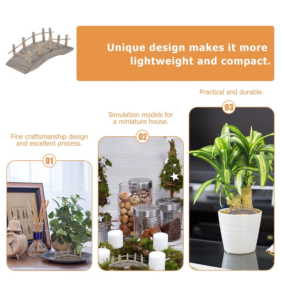 Wooden Miniature Bridge for Dollhouse Garden Scene Model Accessory - image 2 of 4