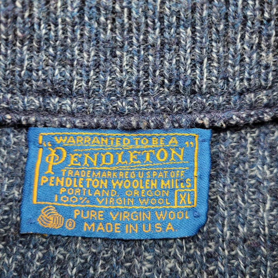 Vintage Pendleton Sweater Mens XL Blue Wool Henley Elbow Patch Made USA 90s - Image 3 of 4