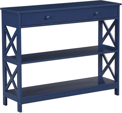 Cobalt Blue Oxford Console Table with Drawer and Shelves for Stylish Storage