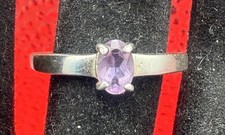 Sterling Silver Amethyst Ring Genuine Real Gemstone 925 Sz 7 CNA Signed