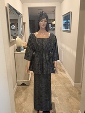 Women  s African Ankara Dress 3 Piece Head Wrap, Top, Lappa Waist Scarf 