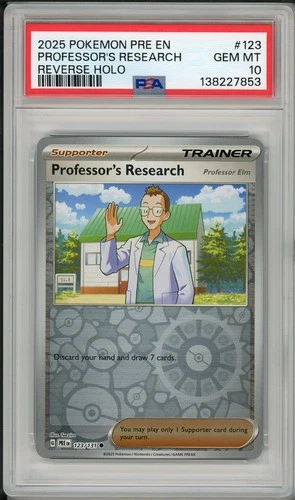 2025 Pokemon Prismatic Evolutions Professor's Research Reverse Holo #123 PSA 10