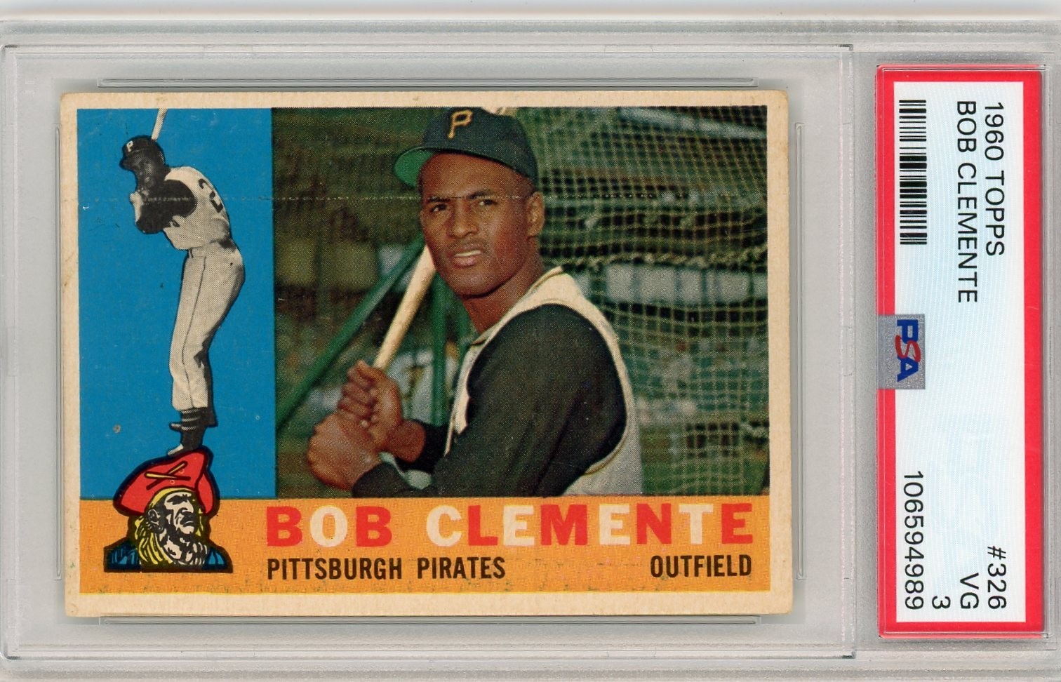 1960 TOPPS #326 ROBERTO BOB CLEMENTE PIRATES HOF PSA 3