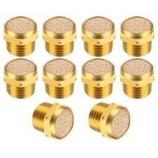 10pcs Brass Pneumatic Exhaust Muffler G 1/4 Flat Air Compressor Muffler, Golden