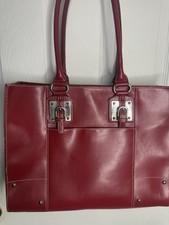 Wilson s Leather All-In-One Red Tote Leather Bag Approx. 15.75" in width, 12" in