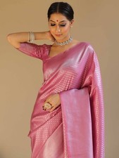 Designer Sari Bollywood Bridal Silk Saree Blouse South Indian Party Wear Saree