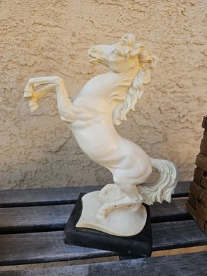 SIGNED A. Santini Rearing Horse Stallion Sculpture w/original seal