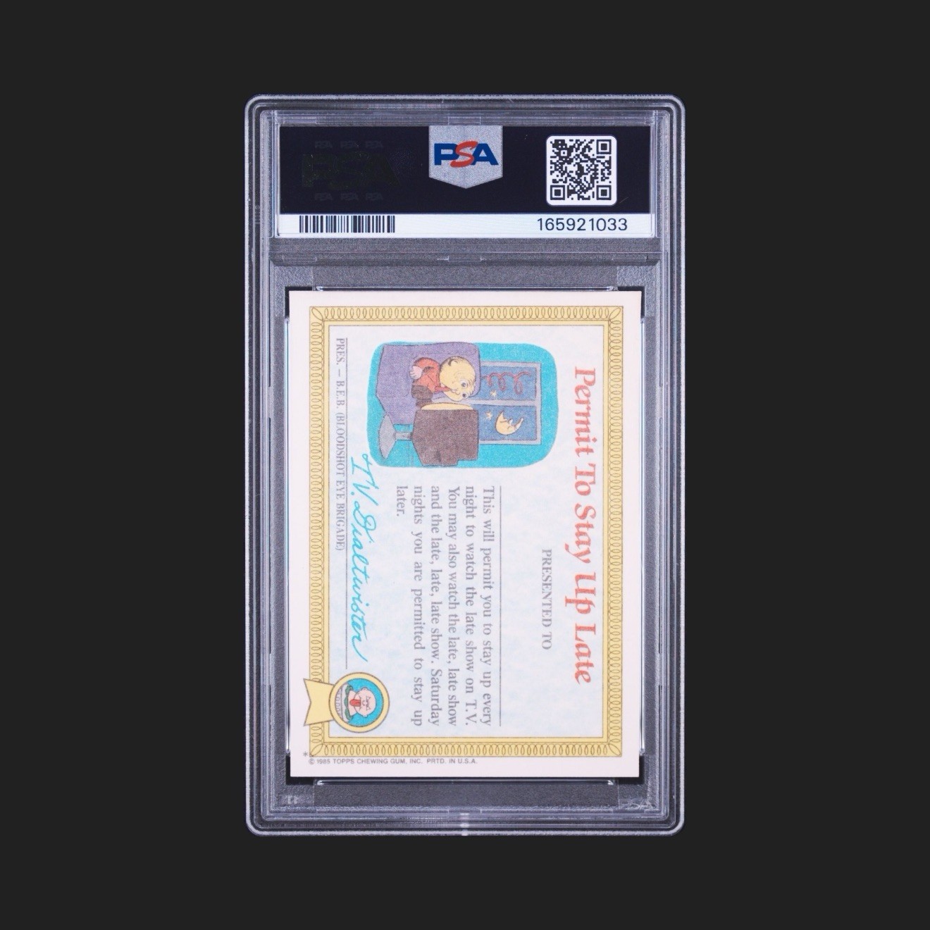 1985 Garbage Pail Kids Nasty Nick 1a PSA 9 view 2