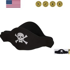 Black Pirate Hat Flat Foam - One Size Fits Most Pack Of 1 - Ideal For Costume...