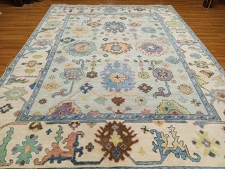 Turkish Oushak Rug(Modern)Multicolored Handmade Bohemian Rug 9x12 Ft