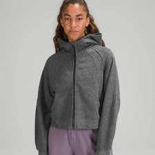 Lululemon Scuba Hoodie WomenS XS/S Oversized Full Zip Speckled Black Thumbholes
