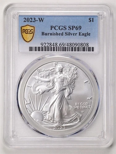 2023-W $1 1oz Burnished Silver American Eagle SP69 PCGS 48090808