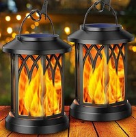 Flickering Flame Effect Solar Led Lantern Light Waterproof Garden Hanging Lamp