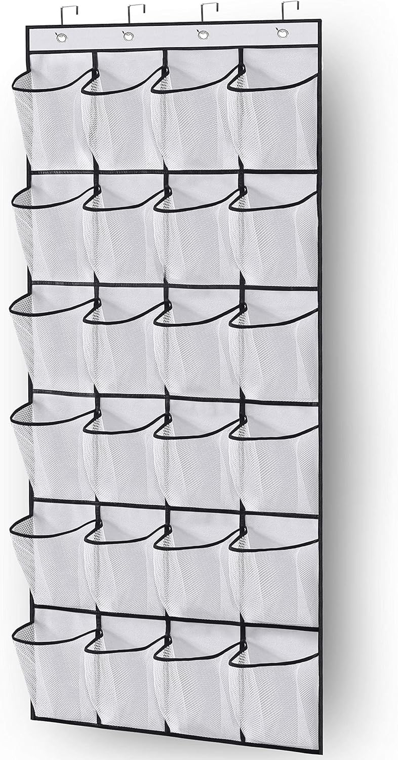 over the Door Shoe Storage Organiser Hanging Shoe Rack Holder 24 Large Mesh Pock