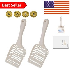 Eco-Friendly Jumbo Cat Litter Scoop - Made in USA, Pack of 2 in Bleached Linen
