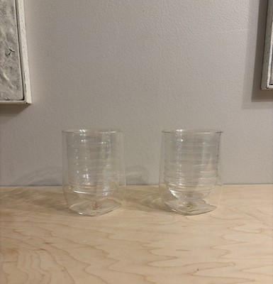 Set 2 Aged and Ore Double Wall Handblown Duo Cocktail Bourbon Glasses