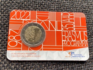 NEDERLAND 2 EURO 2022 '35 JAAR ERASMUS' IM COINCARD.