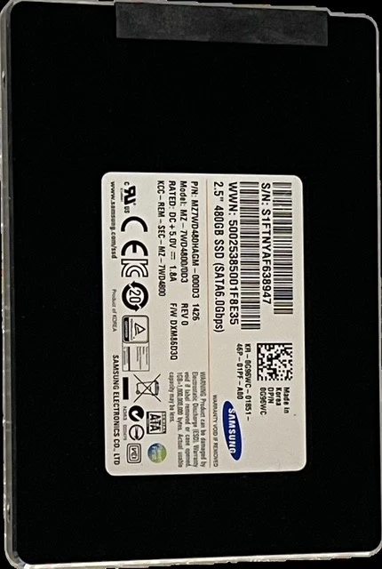 Samsung 480GB SSD 2.5" SATA6.0Gbps MZ7WD480HAGM-000D3 MZ-7WD4800/0D3 open box - Image 2 of 2