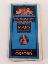 Vintage Bartholemew Map of Oxford Sheet 14 1/2 inch to  mile