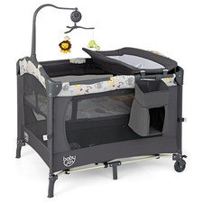 4-in-1 Multifunctional Baby Bassinet Beside Sleeper w/ Soothing Toys  Mattress
