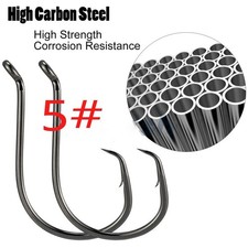 100pcs Circle Fishing Hooks 5 5/0 Ultra Sharp Carbon Steel Octopus Offset -/