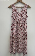 Ann Taylor Factory Red/Pink/White Floral Midi Sleevless Dress w/ Tie - Size 4