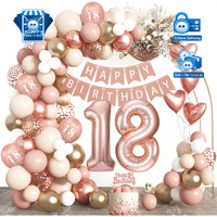 Deko 18 Geburtstag MäDchen Rose Gold Luftballons Happy Birthday Banner Girlande