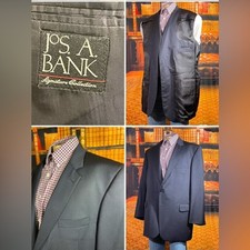 Jos. A. Bank signature collection 2 pics suit set mens 46L blue wool two button