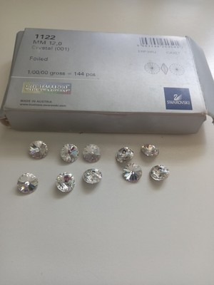 Swarovski Art. 1122 runder Rivoli Kristall 12 mm foliert. Unbenutzt. 10 Stk.