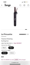 Lange Le Pirouette 25mm Titanium Rotating 1" Curling Iron Black NEW