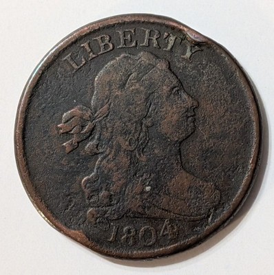 1804 Crosslet 4  Stems 1/2C Draped Bust Half Cent Rare C1 Die State 4 