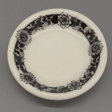 Vintage Restaurant Or Hotel China Butter Pat Black White Flower Floral Unknown