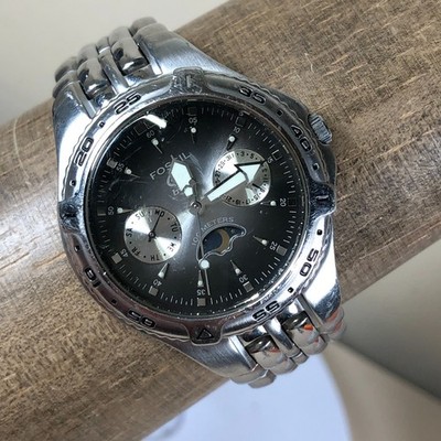Fossil Blue Women BQ-9142 Fashion Moon Phase Silver Tone Quartz 36mm Watch 7''