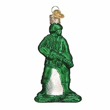 Old World Christmas Glass Blown Ornament, Army Man Toy With OWC Gift Box 